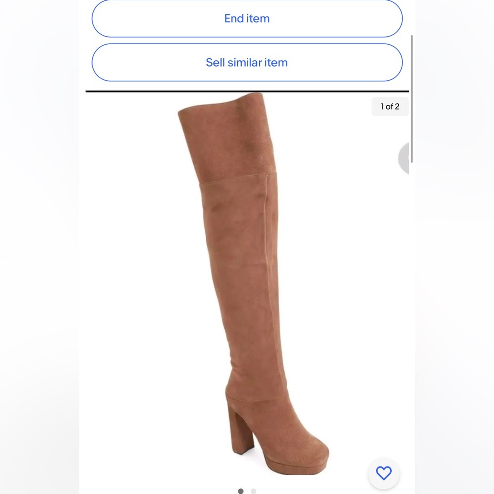 Jeffrey Campbell Destino Brown Suede Over the Knee Platform Boots SZ 8